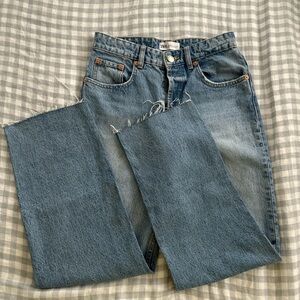 Zara High Rise Straight Leg Jeans TRF US 27